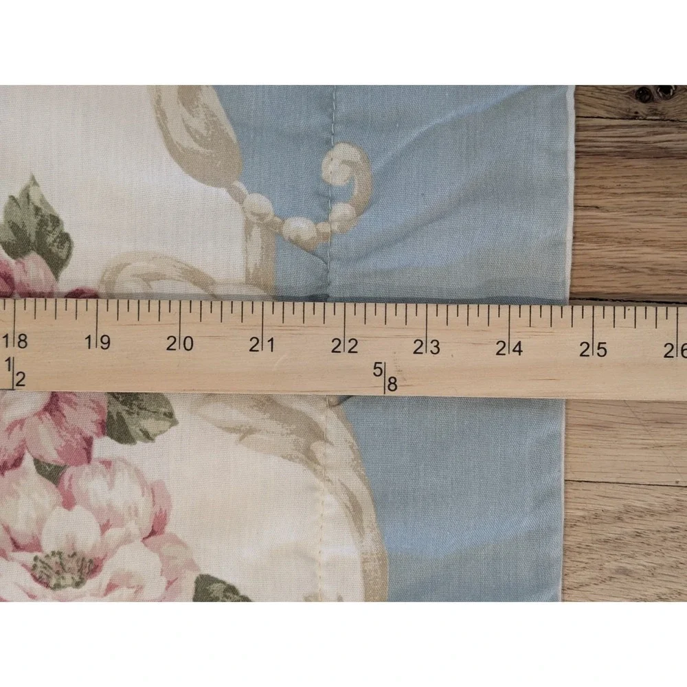 VTG French Country Pillow Sham Roses Robin Egg Blue 31x25